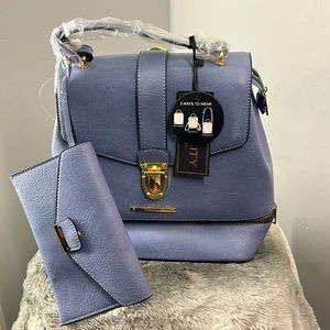 Bluish Gray, 3 in 1 Bag with Wallet to match
